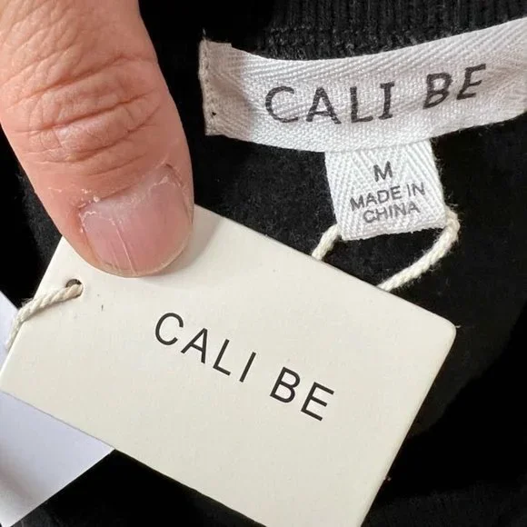 Cali Be Black Crewneck Long Sleeve Drawcord Sweatshirt Women's Size Medium M - Picture 5 of 7